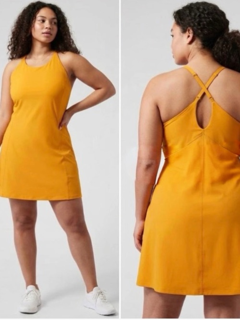Athleta Mustard Yellow Robe Infinity Dress w/ Built in Shorts 1X Athleisure